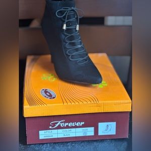 Forever black lace up booties